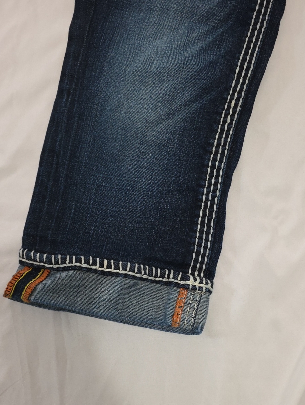 Rock Revival Dark Wash Cropped Jeans with White Contrast Stitching - Picture 3 of 10